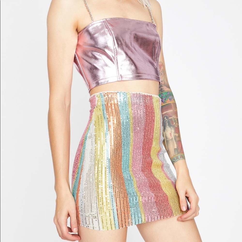 Disco Honey Multi Color Sequin Skirt - Picture 5 of 8